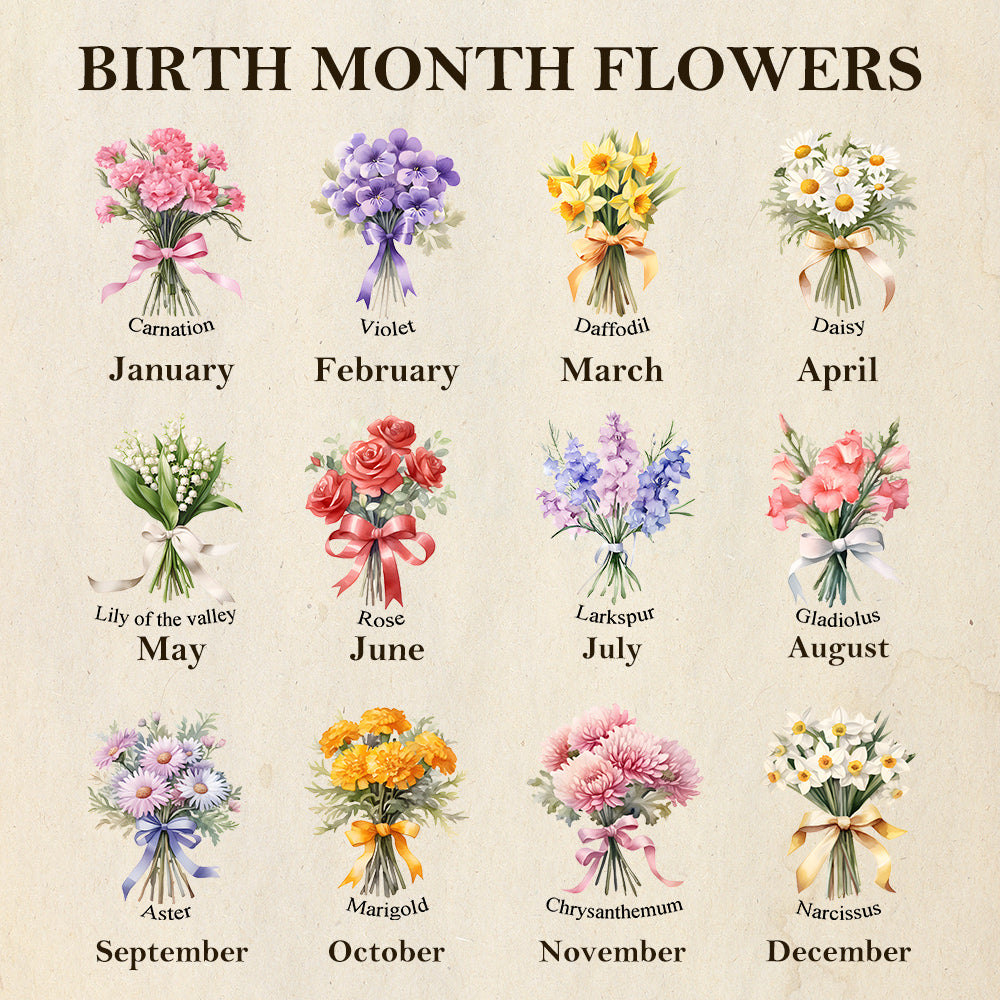 50%OFF❤️Custom Birth Month Flower Bouquet LED Light