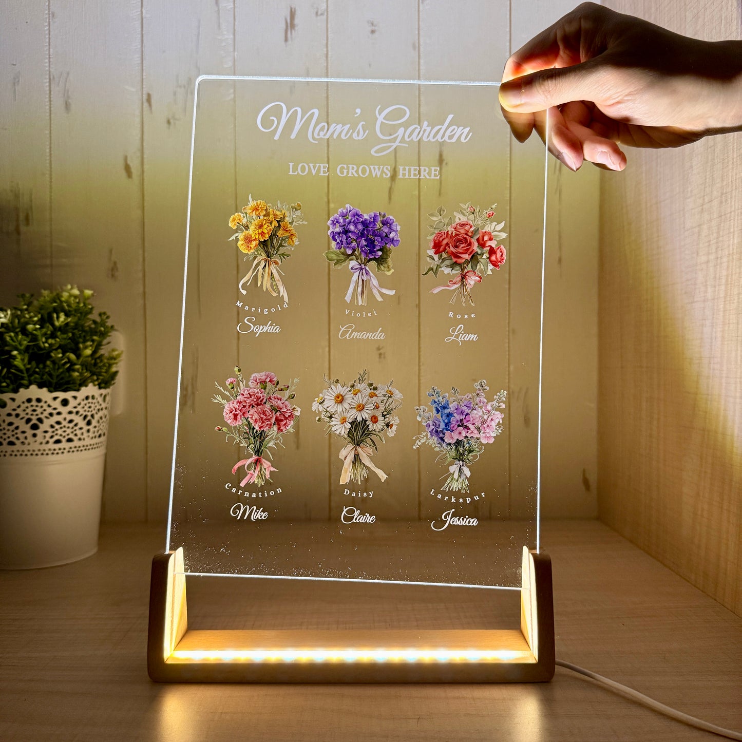 50%OFF❤️Custom Birth Month Flower Bouquet LED Light