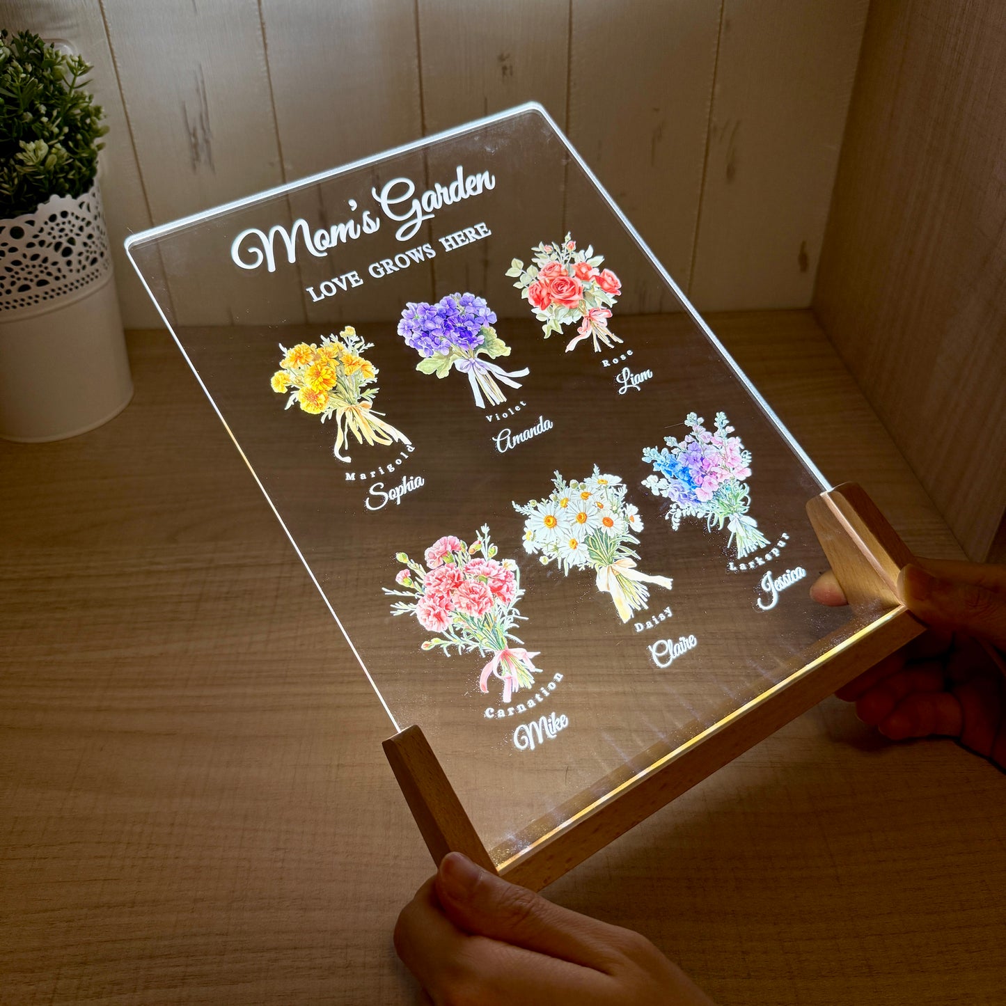 50%OFF❤️Custom Birth Month Flower Bouquet LED Light