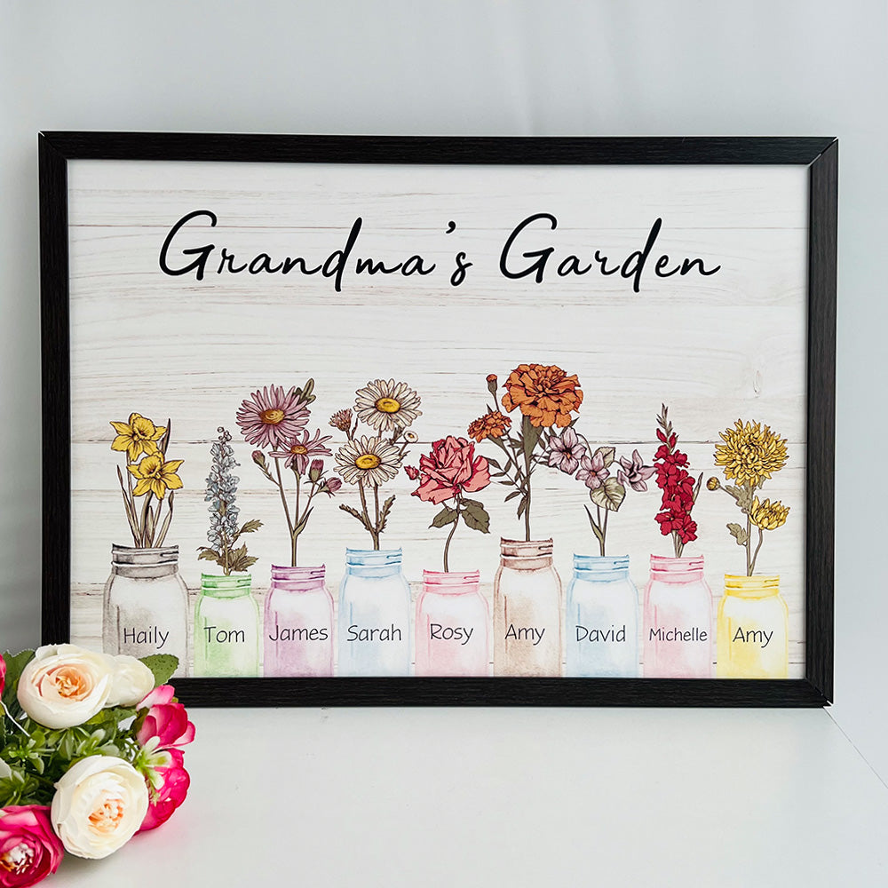 50% OFF❤️Personalized Birth flower Vase Names Frame