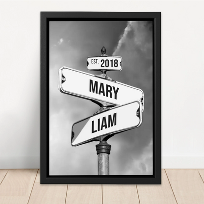 Personalized Canvas Vintage Street Sign for couples