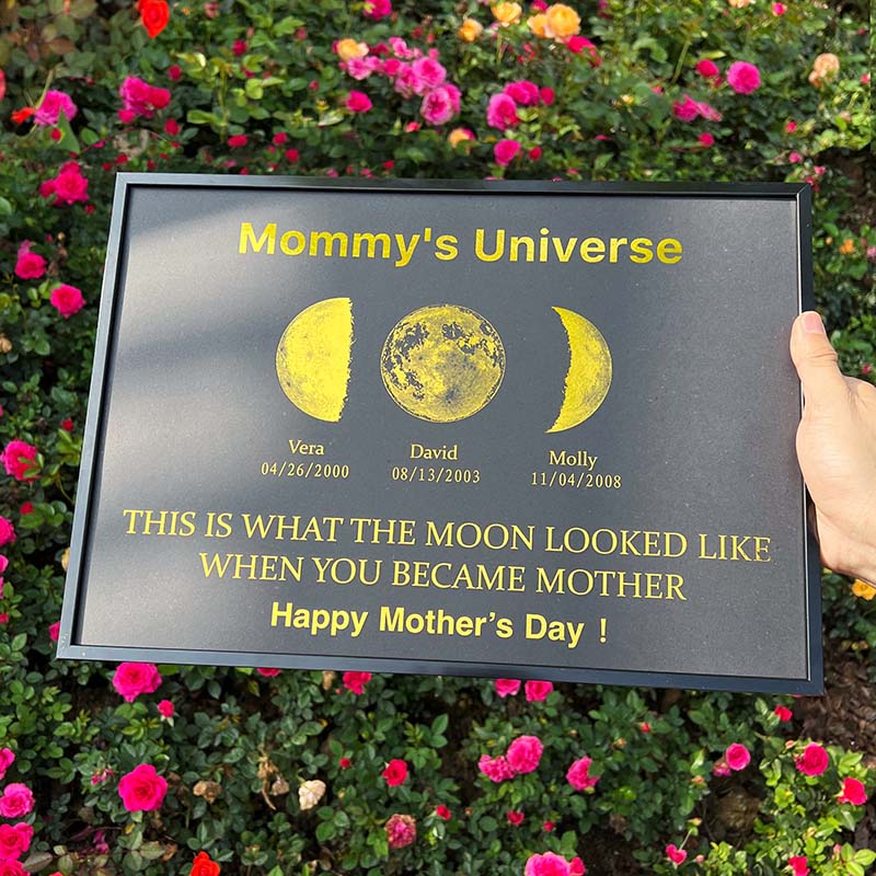 50% OFF🔥Custom Art Frame-Real Moon Phase✨Mommy's Universe