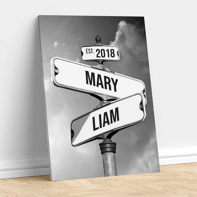 Personalized Canvas Vintage Street Sign for couples