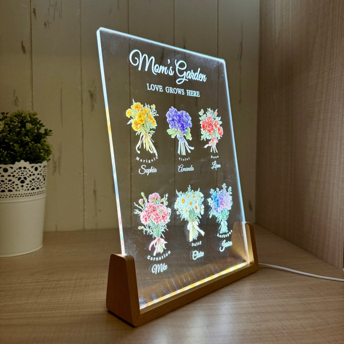 50%OFF❤️Custom Birth Month Flower Bouquet LED Light
