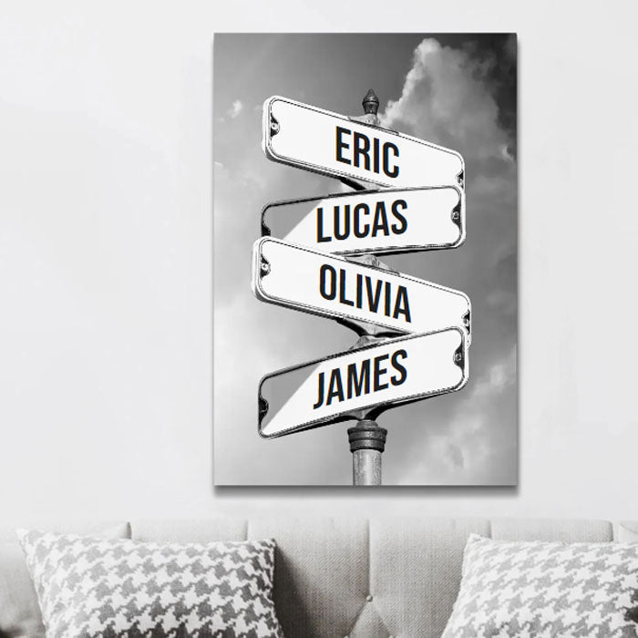 Personalized Canvas "Vintage street sign for families"