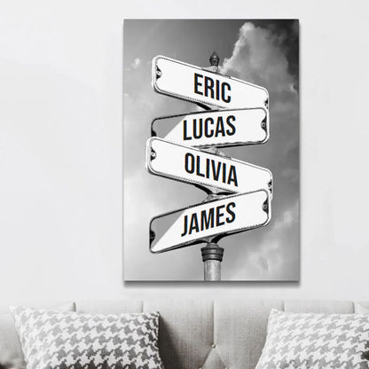 Personalized Canvas "Vintage street sign for families"