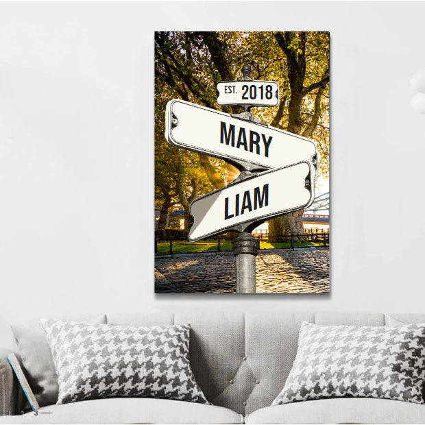 Personalized Canvas "Vintage Street Sign for couples" Summer