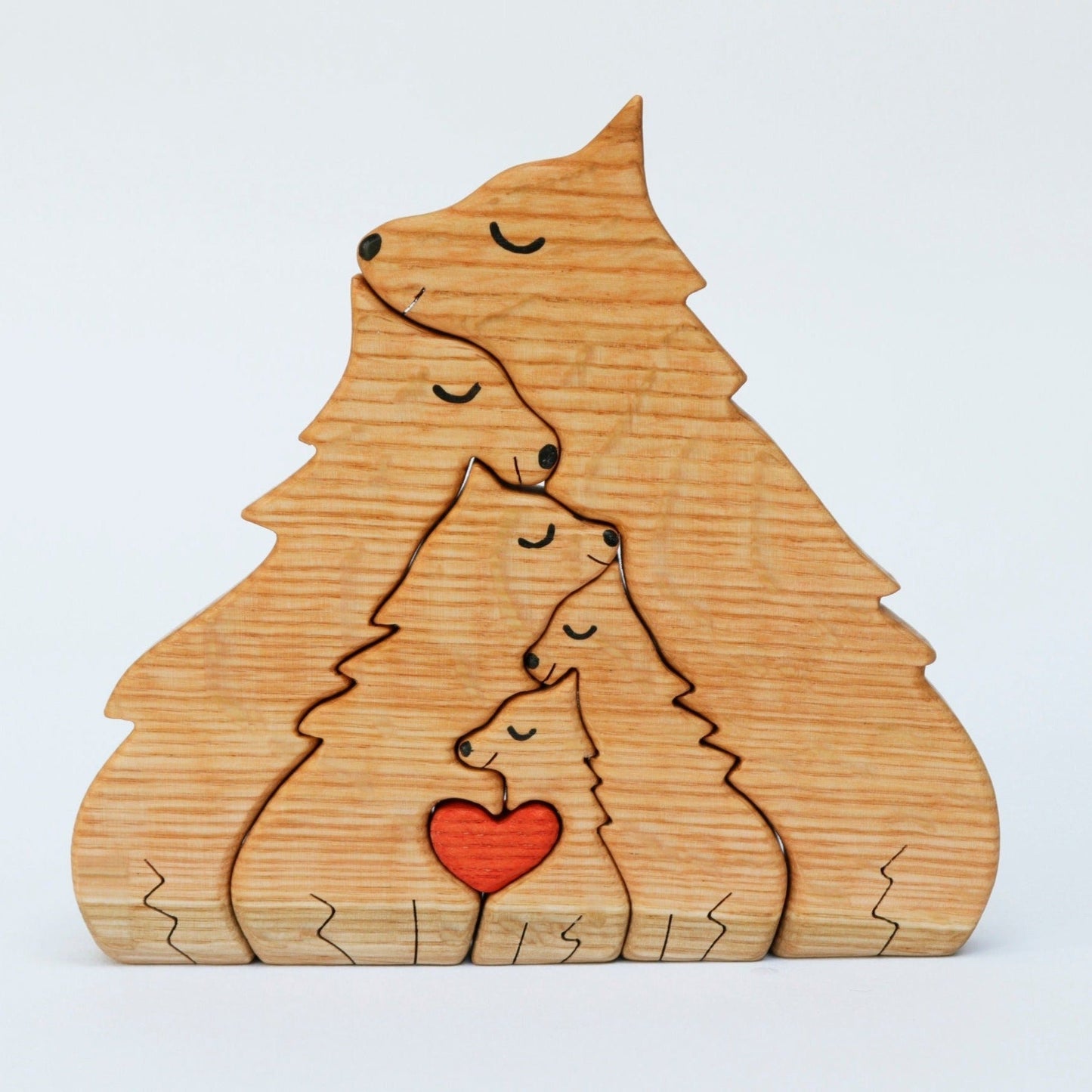 Wooden wolves family puzzle