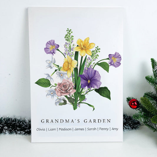 Personalized Birth Flower Family Bouquet/Names Frame