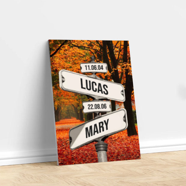 Personalized Canvas "Date of birth of children" Central Park in fall