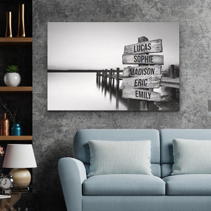 Personalized Multi-Name Ocean Dock Premium Canvas