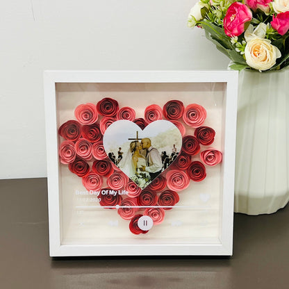 Personalized Heart Flower Shadow Box