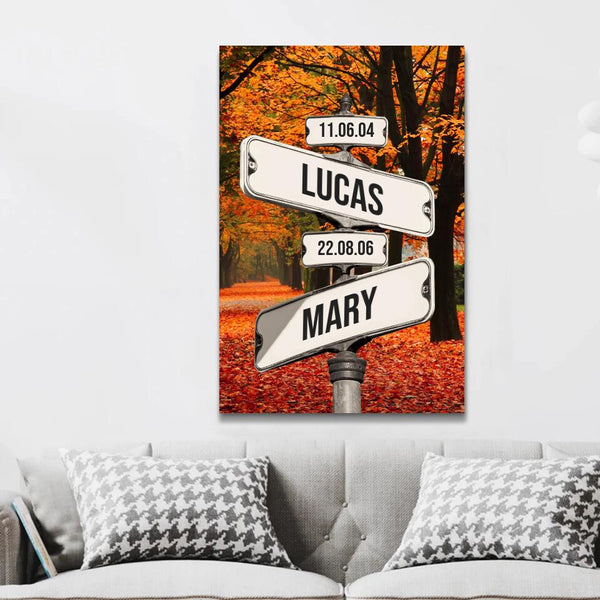 Personalized Canvas "Date of birth of children" Central Park in fall