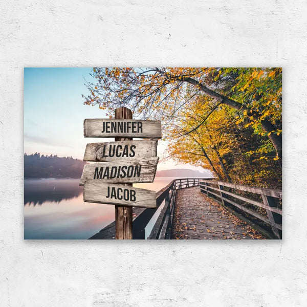 Personalized Lake Path Multi-Name Premium Canvas