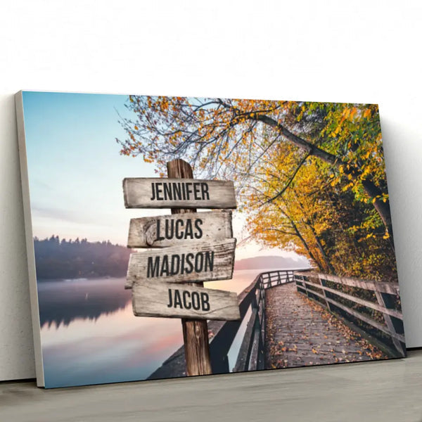 Personalized Lake Path Multi-Name Premium Canvas