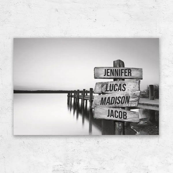 Personalized Multi-Name Ocean Dock Premium Canvas