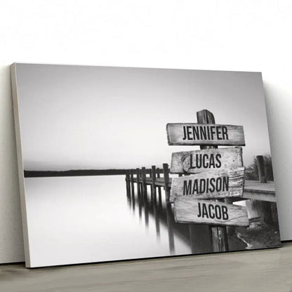 Personalized Multi-Name Ocean Dock Premium Canvas