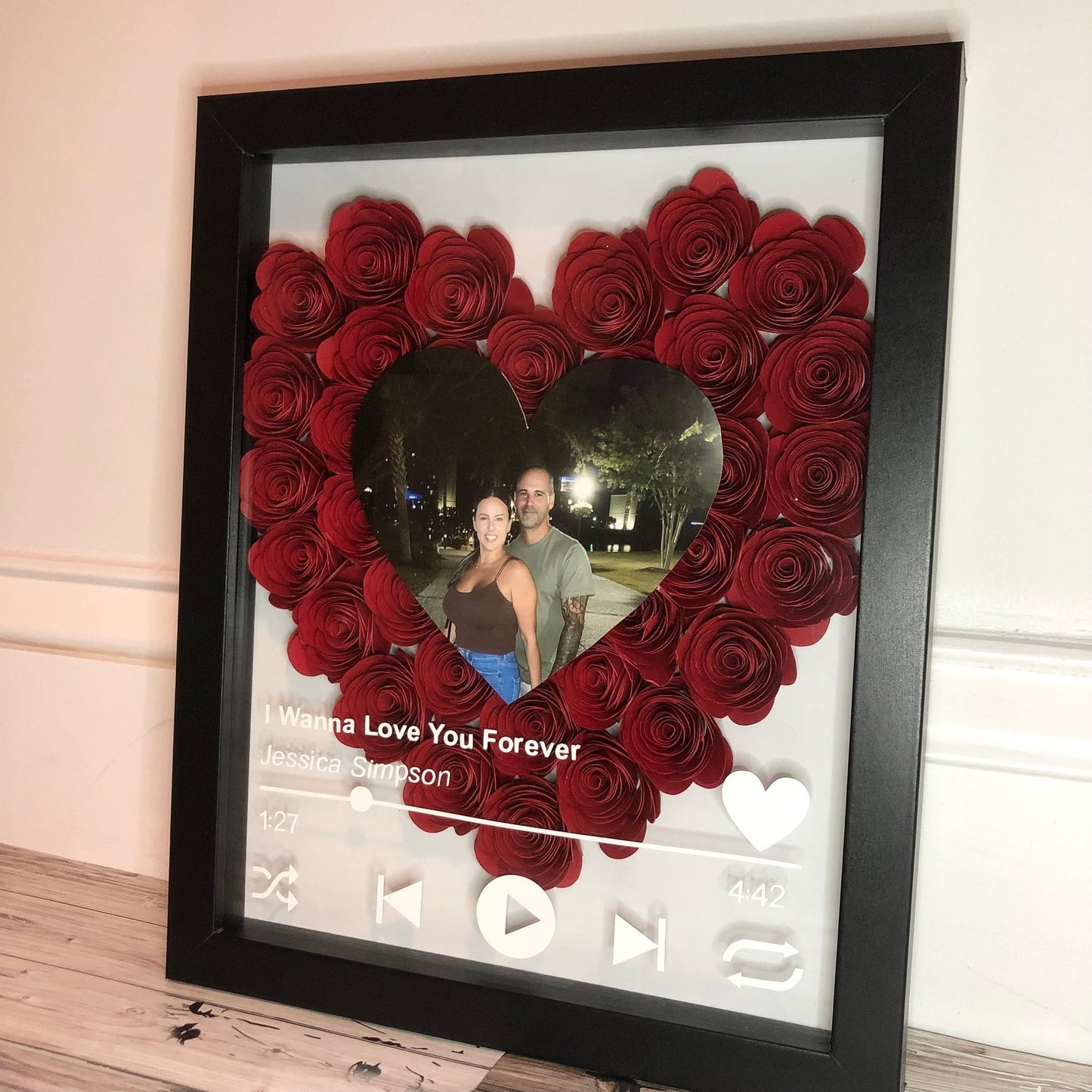 Personalized Heart Flower Shadow Box