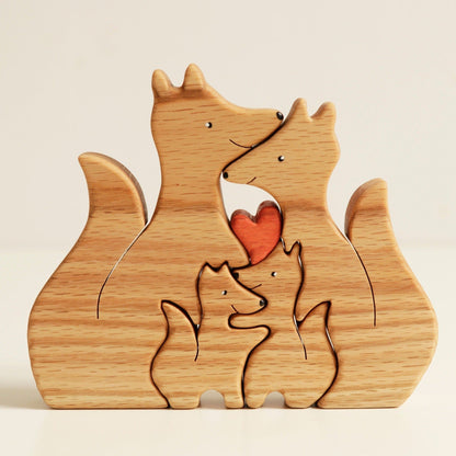 Wooden foxes family puzzle