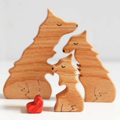 Wooden wolves family puzzle