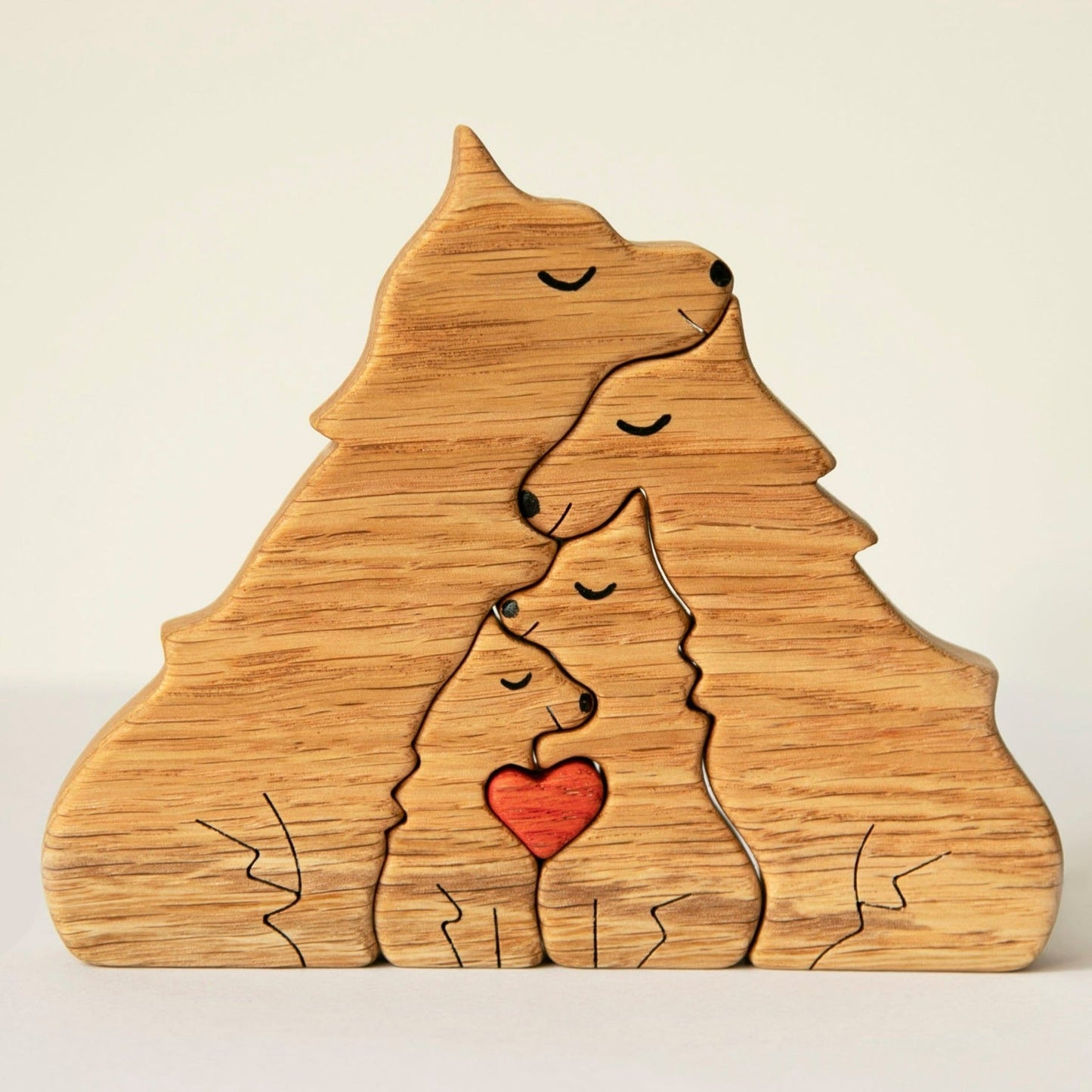 Wooden wolves family puzzle