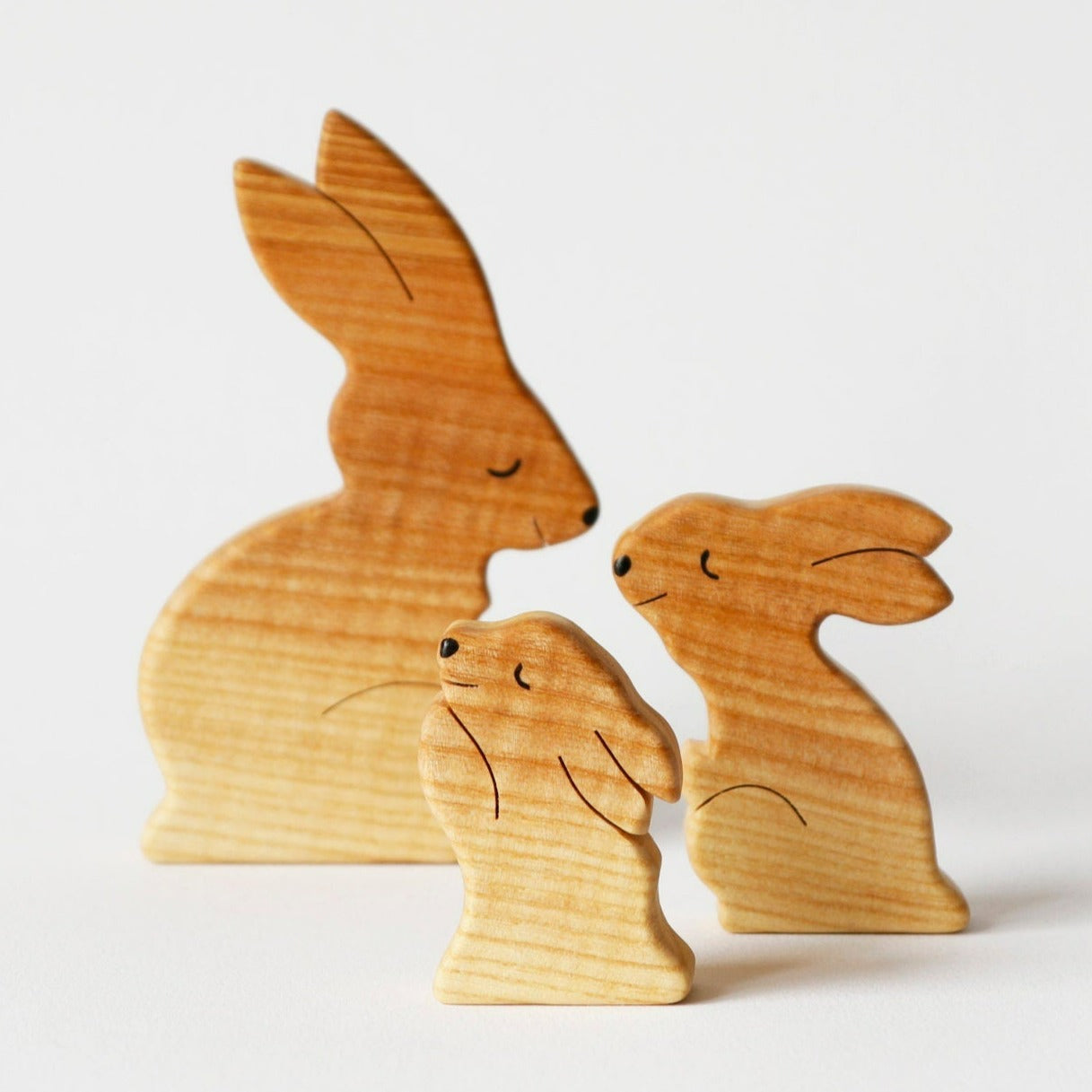 Wooden hare family puzzle