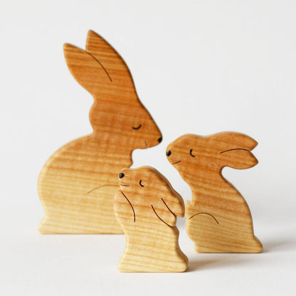 Wooden hare family puzzle