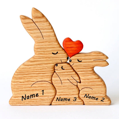 Wooden hare family puzzle