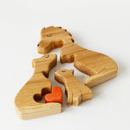 Wooden lion family puzzle