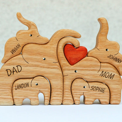 Wooden elephants family puzzle