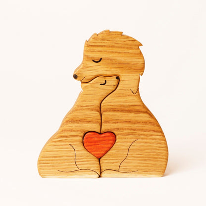 Wooden lion family puzzle